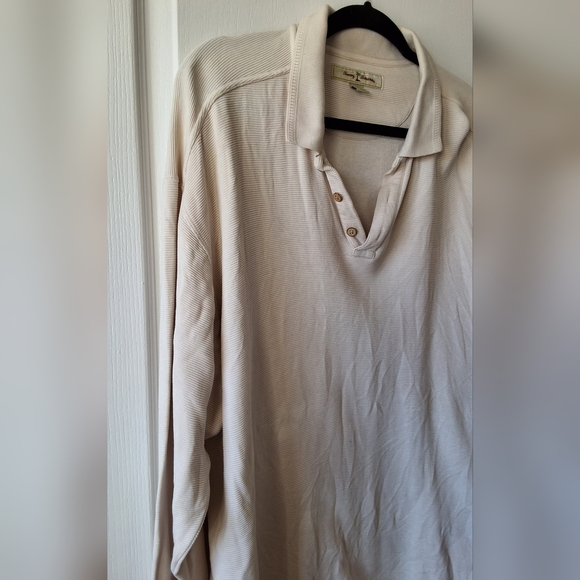 Tommy Bahama Men XL Vintage Silk Cotton Ribbed Collared Long Sleeve Golf Casual - Picture 2 of 10